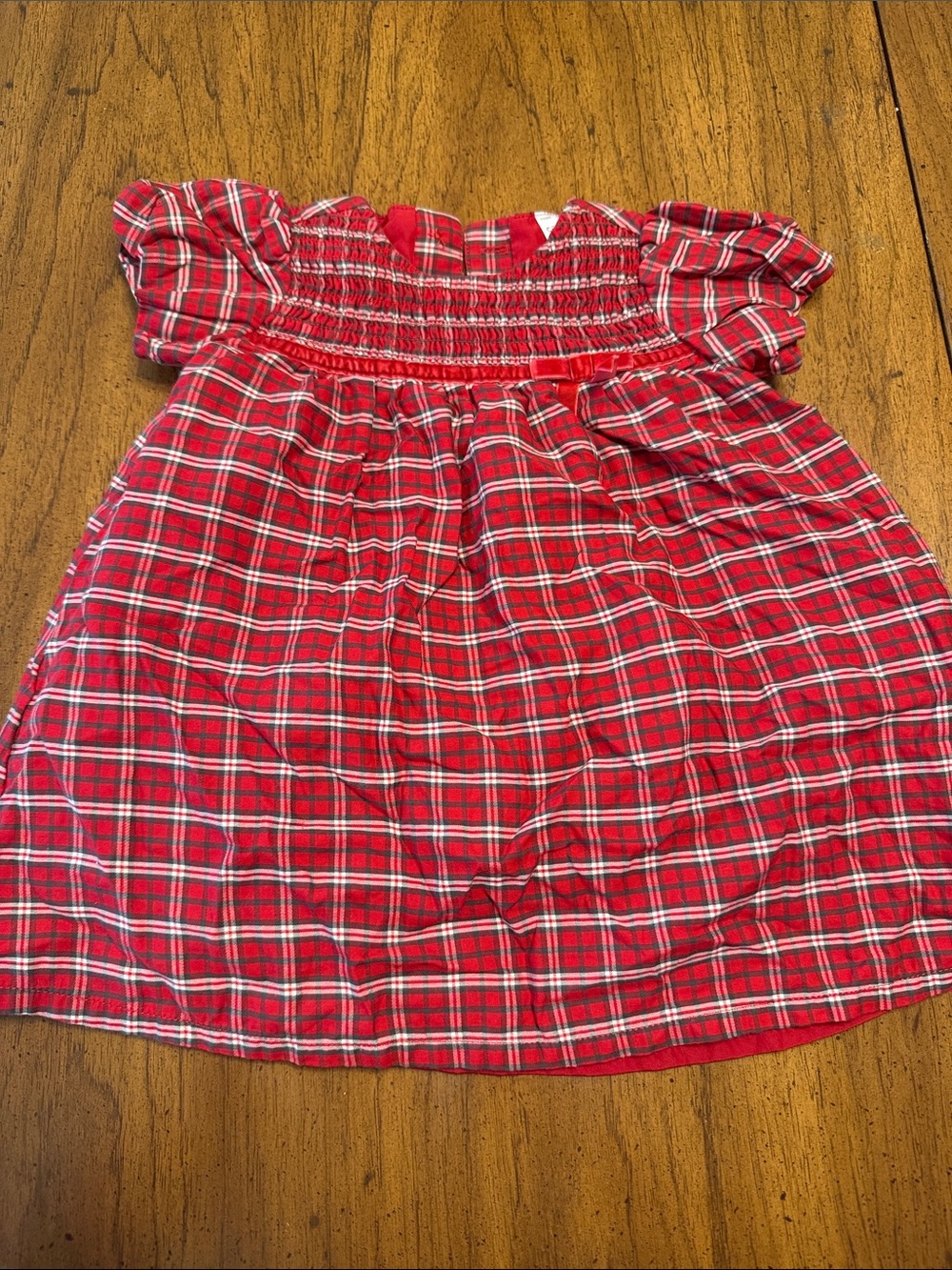 Carters Red Plaid Smocked Baby Dress